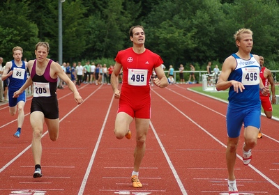 400m-Zeitendlauf der Männer mit dem besseren Ende für B. Swillims vor Ingo Schultz