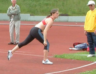 Katrin Müller, TSV Bayer Leverkusen, erreichte mit 31,33m den 4. Platz